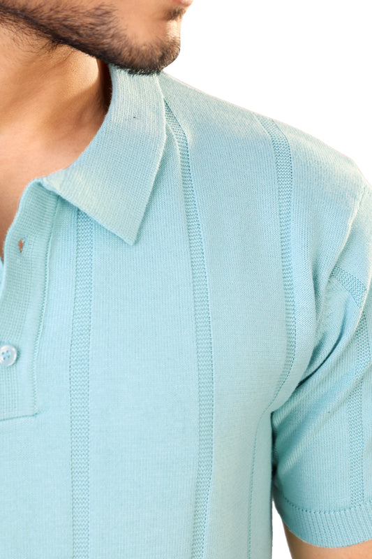 Tim Cooper Switzerland Men’s Light Aqua Knitted Sweat T-Shirt