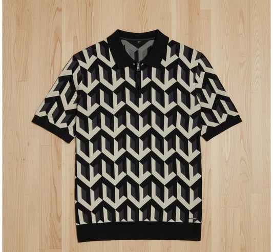 Tim Cooper Switzerland Geometric Knit Polo Sweat T-Shirt