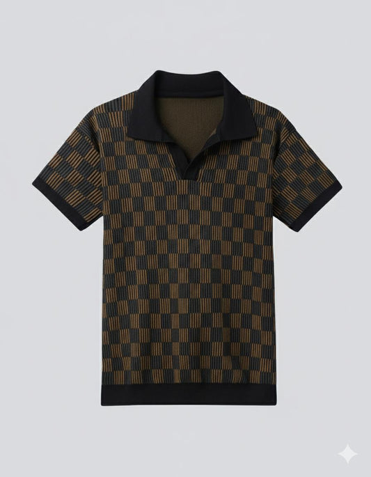 Tim Cooper Switzerland Checkerboard Knit Sweat T-Shirt