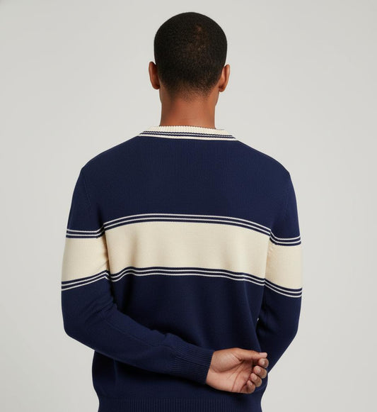 Navy Blue "COOPER" V-Neck Sweater by Tim Cooper