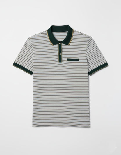 Tim Cooper Switzerland Striped Sweat T-Shirt with Contrast Collar