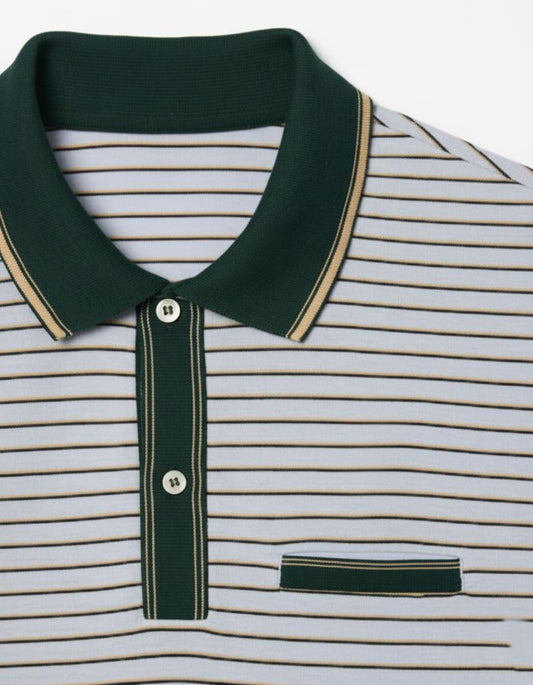 Tim Cooper Switzerland Striped Sweat T-Shirt with Contrast Collar