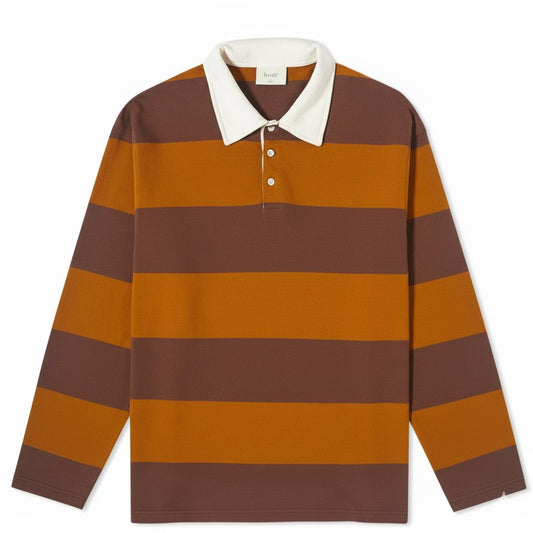 Tim Cooper Switzerland Long Sleeve Rugby Sweater – Brown & Orange Stripes