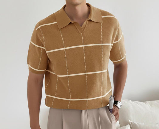 Tim Cooper Switzerland Windowpane Check Knit Sweat T-Shirt