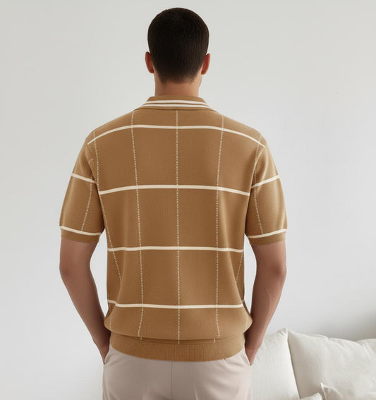 Tim Cooper Switzerland Windowpane Check Knit Sweat T-Shirt
