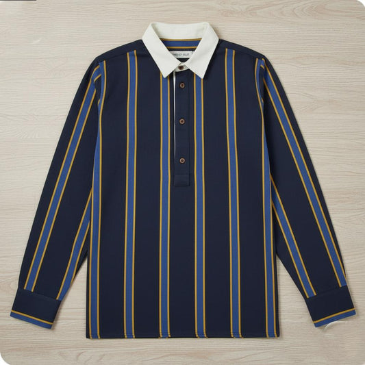 Tim Cooper Switzerland Navy Blue Striped Long Sleeve Sweater