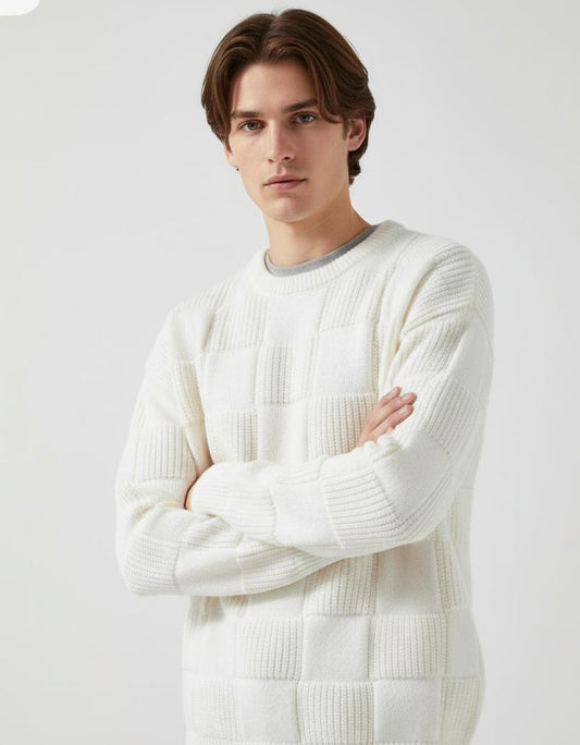 Tim Cooper Switzerland Textured White Knit Sweater