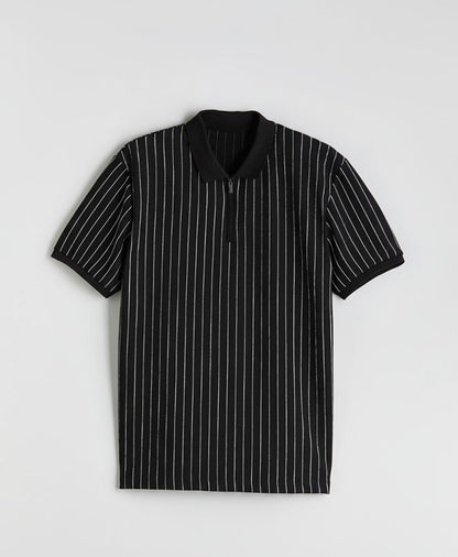 Tim Cooper Switzerland Black Pinstripe Sweat T-Shirt