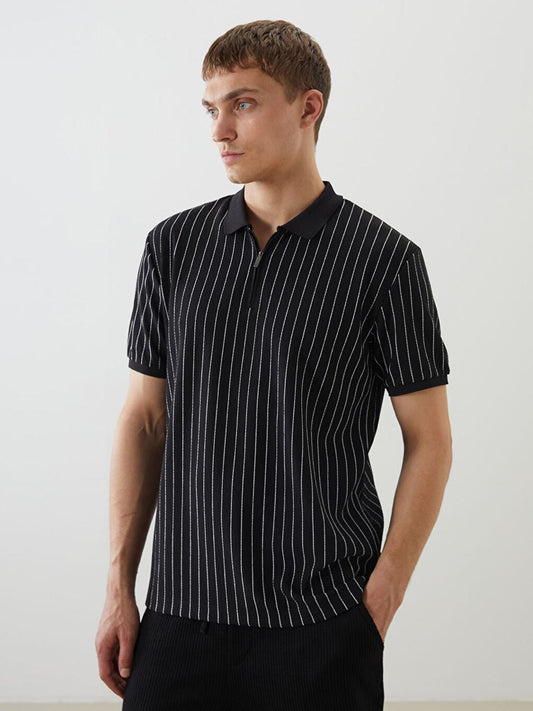 Tim Cooper Switzerland Black Pinstripe Sweat T-Shirt
