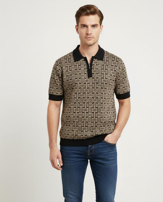 Tim Cooper Switzerland Geometric Pattern Knit Sweat T-Shirt